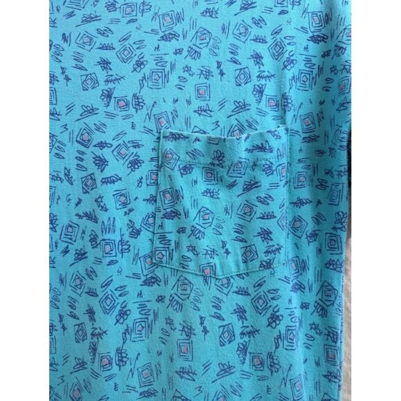 H.C. Ellicot womens sz small 1990s shirt dress whimsical print teal blue pink C4 - Picture 3 of 11